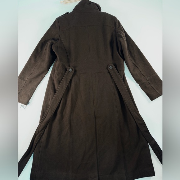 KENNETH COLE Wool Blended Trench Coat Chocolate Brown Size XL - Picture 3 of 9